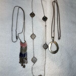 Silver and Gold Long Necklace Trio